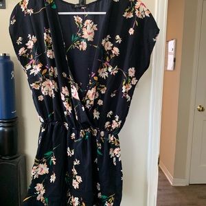 Honey Punch Navy Blue Floral Romper